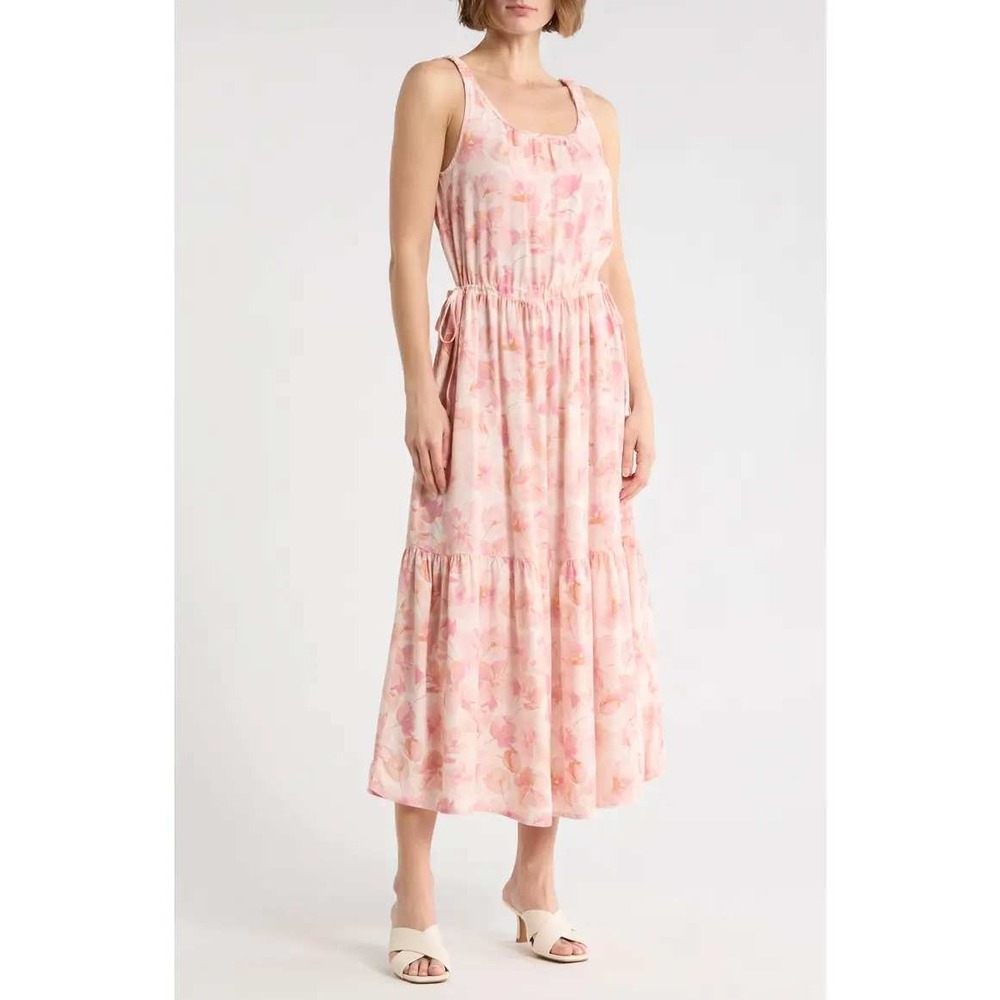 NWT Splendid Sutton Floral Sleeveless Maxi Dress Women Size XS Pink Tiered
